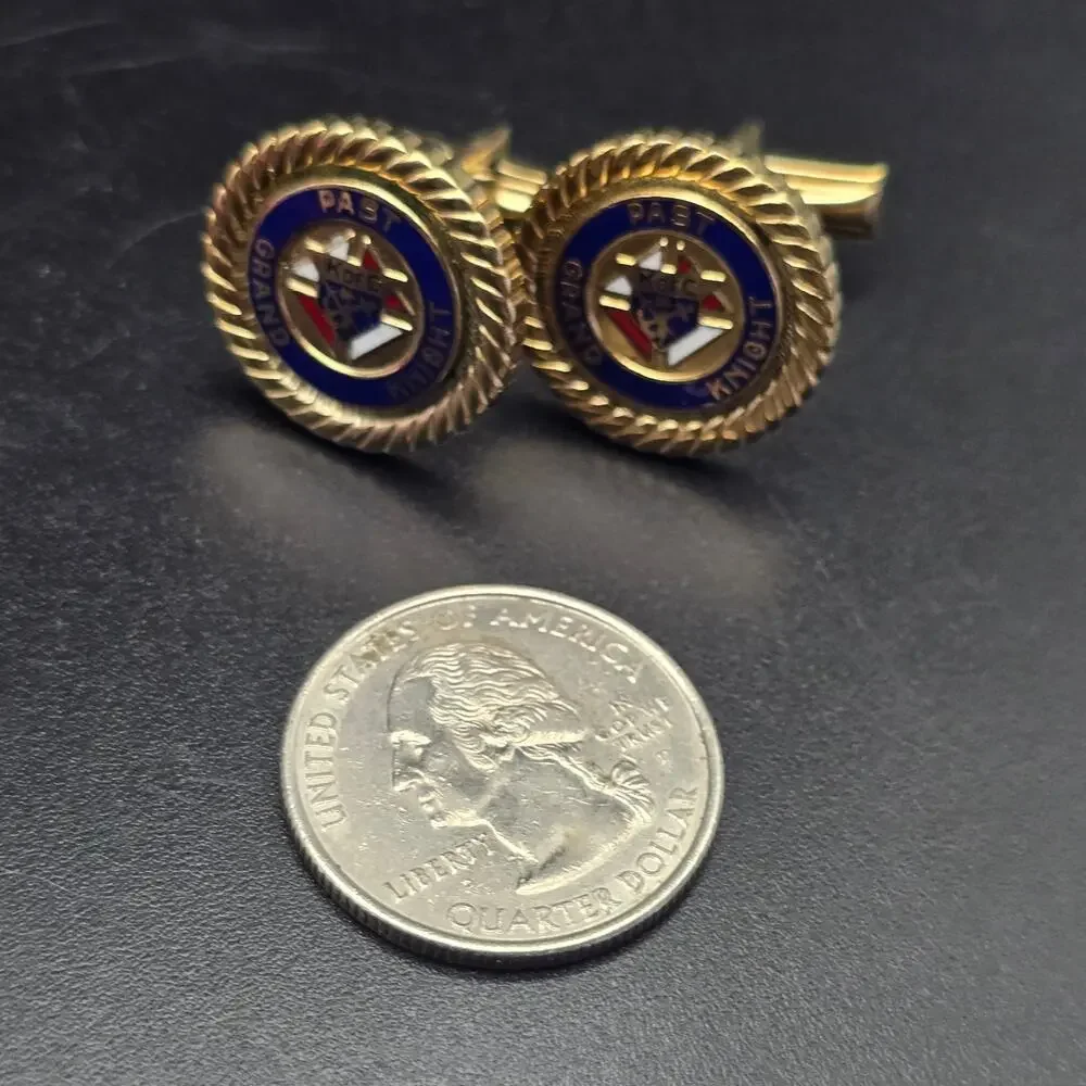 Vintage Knights of Columbus Past Grand Knight Cuff Links Gold Tone